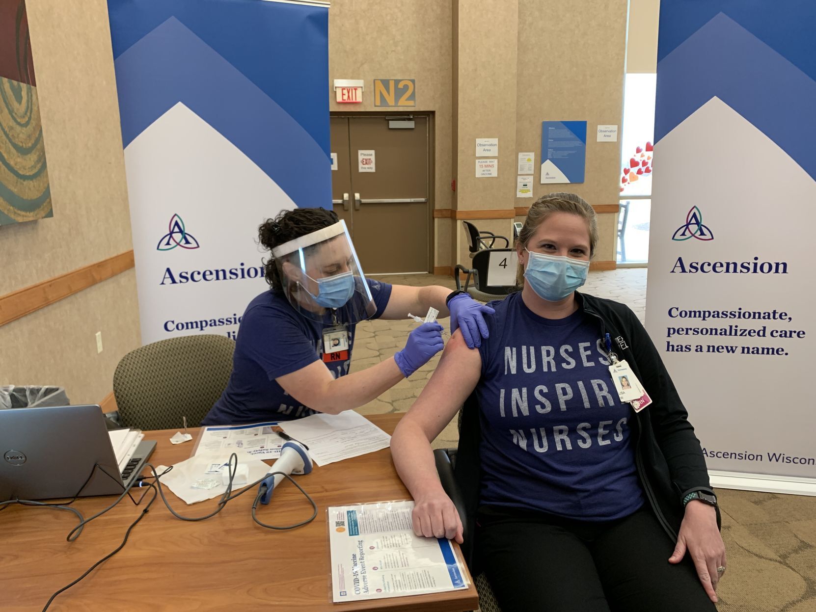 Lisa Wendt, ED RN, gets vaccinated at Ascension Franklin